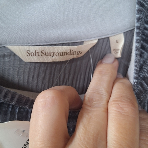NWT Soft Surroundings Salvaza Womens Gray Velvet Texture Midi Dress Size L - Picture 2 of 8